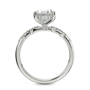 Diana Oval Cut Pave Hidden Halo 4 Prong Claw Set Engagement Ring Setting - Nivetta
